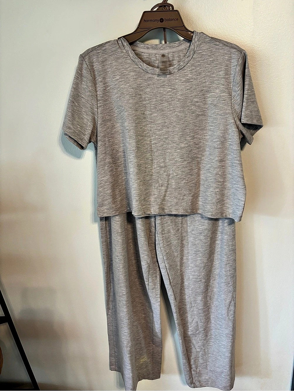Harmony Balance Two Piece Set Gray Wide Leg Size Large NWT